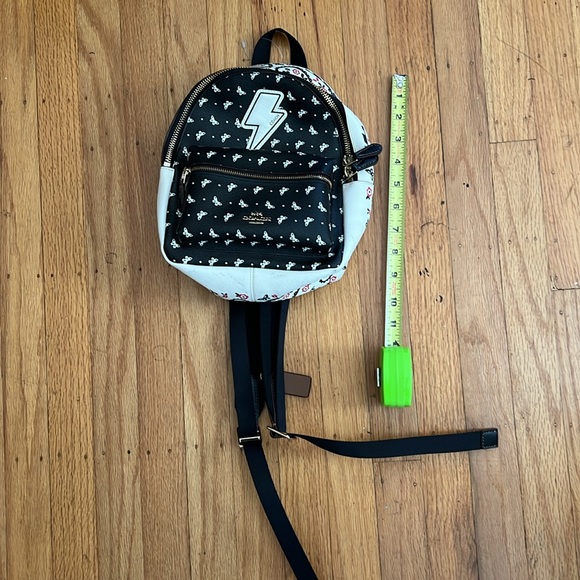 Coach Black White Mini Backpack lightning bolt bandanna ditsy butterfly pattern - Picture 7 of 9